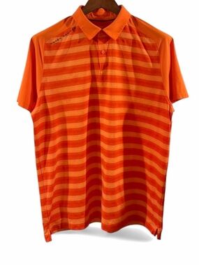 Men’s Orange Under Armour Striped Golf Polo Shirt